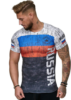 2019 Summer Russian flag men's casual fashion T-shirt
